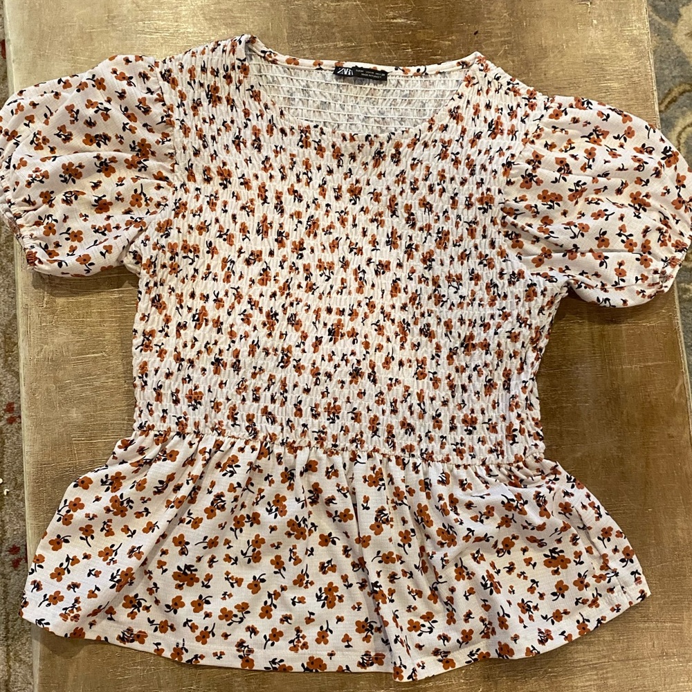 Zara Floral Peplum Top